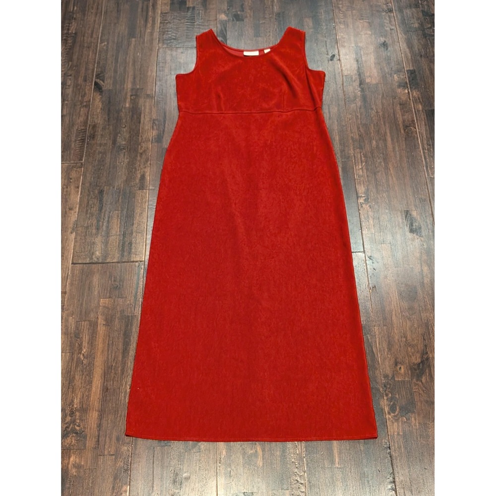 Vintage 90s Amanda Smith Red‎ Velvet Maxi Dress Womens 12 Sleeveless Evening